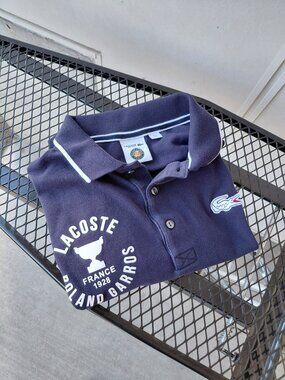 Lacoste Sport Roland Garros Paris Tennis Polo Navy Blue Men’s Large 100% Cotton